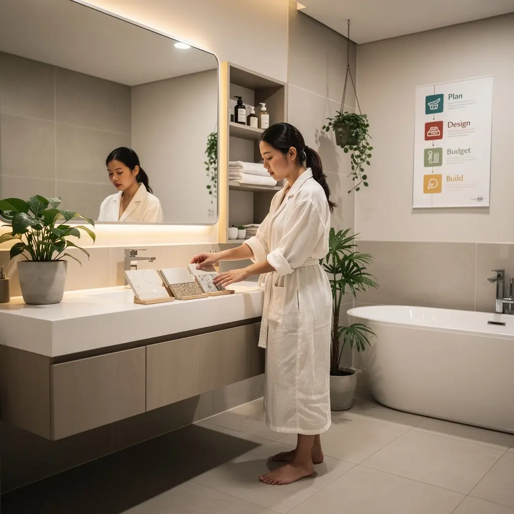 Nowoczesny salon z jasnymi kolorami i minimalistycznym wystrojem.